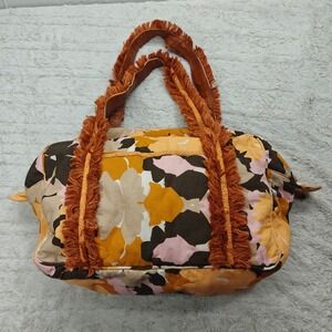 ANTHROPOLOGIE Percy Tote Bag Duffel Floral Embellished Beaded Fringe  Boho Indie